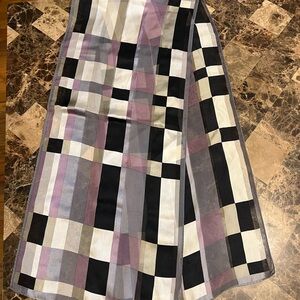 Fashion scarf, sage, Black, Purple, and White